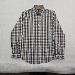Banana Republic Shirt Men's L Tall Brown Plaid Soft Wash Tailored Slim Fit EUC